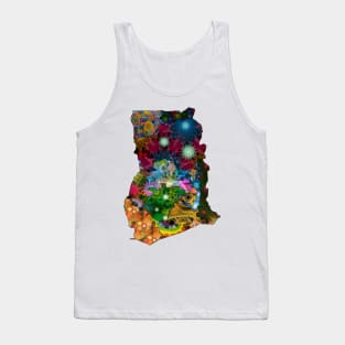 Spirograph Patterned Ghana Regions Map Tank Top